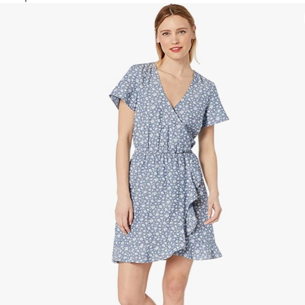 J. Crew Blue Chambray 100% Cotton Faux Wrap Dress size XXS - Picture 2 of 16